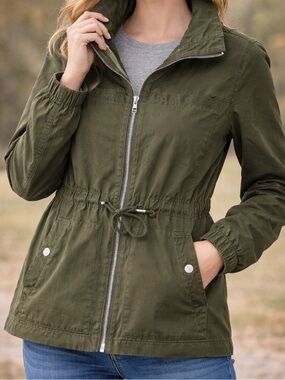 Old Navy Olive Green Drawstring Utility Jacket sz XS